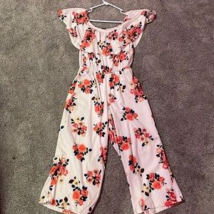 floral, long, romper, dress